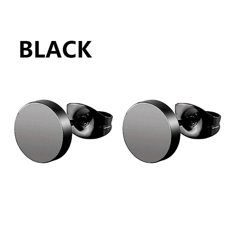 1/16 pairs Black Punk Stainless Steel Women Men Hoop Earrings Small Trendy Round Cross Pendants Jewelry Accessories Earrings