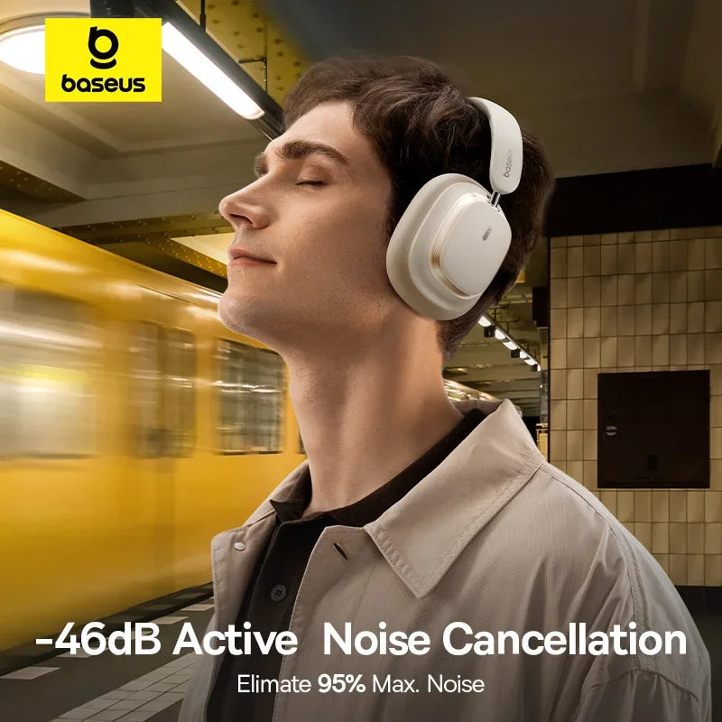 Baseus Bowie H1s Wireless Headphones Bluetooth 5.4 Noise Canceling 46dB Over Ear Headset Hi-Res Spatial Audio Earphone 120H Time