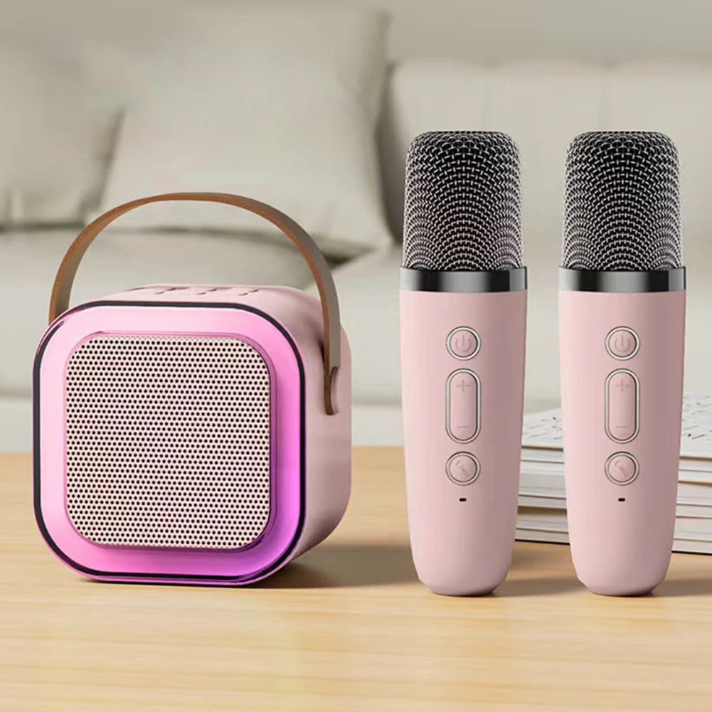 Hot K12 Bluetooth Speaker Portable Home Cute Karaoke Mini Wireless Audio with 1/2 Microphone K Song Family Singing Machine