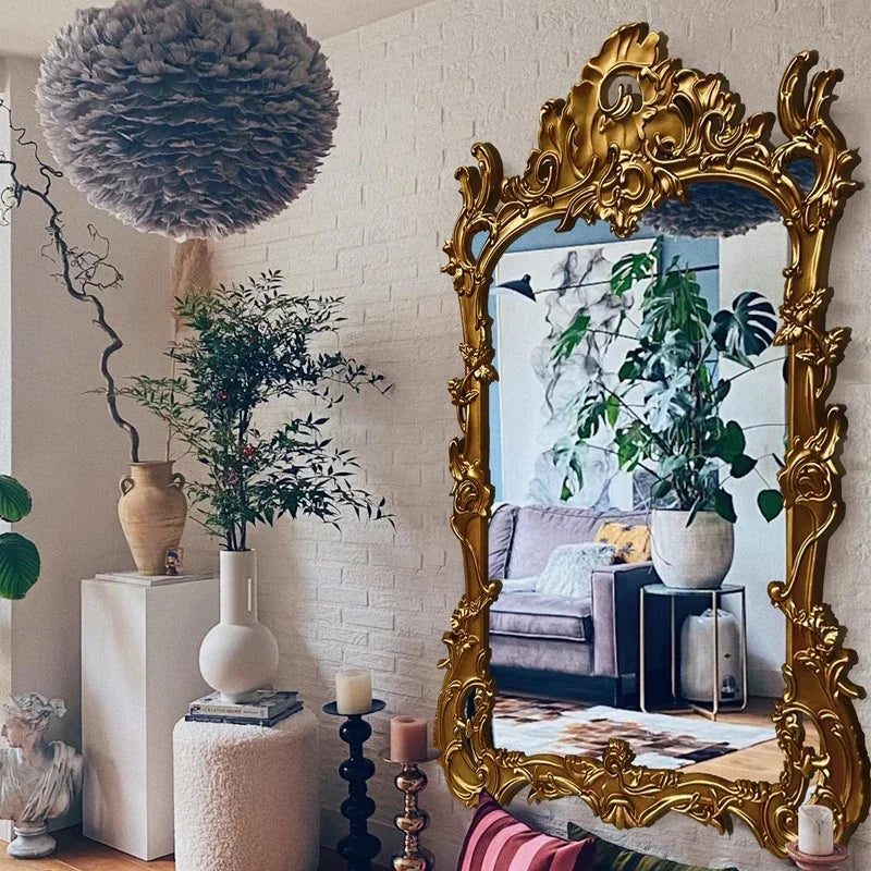 Oversize Nordic Designer Mirrors Quality Gold Frame House Floor Wall Mirrors Bedroom Art Full Body Espejo Home Decorations