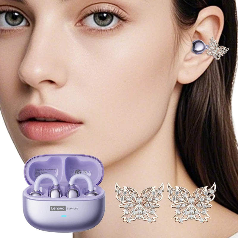 Lenovo LE302 HIFI Stereo Sports Ear Clip Earphones OWS Bluetooth 6.0 Headset Noise Cancelling Headphones Long Endurance Earbuds