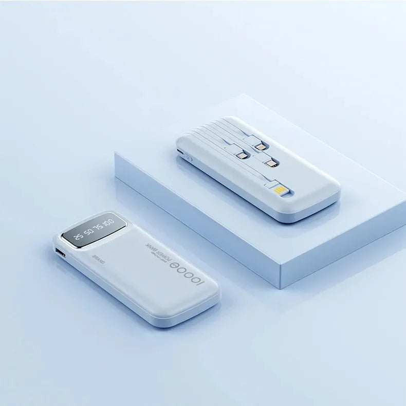 CCC Certified 10000mAh 20000mAh Power Bank Built in Type C Cable Ultra Thin Digital Display Portable External Battery Powerbank