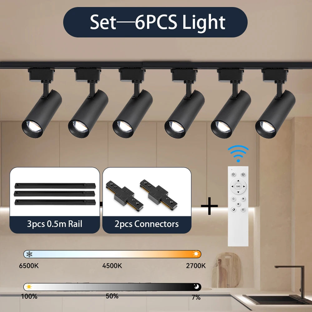 LED Track Lamp Remote Control Available Dimming Rail Lighting Home Decoration Kitchen Living Room Clothing ShopDecor Track Light