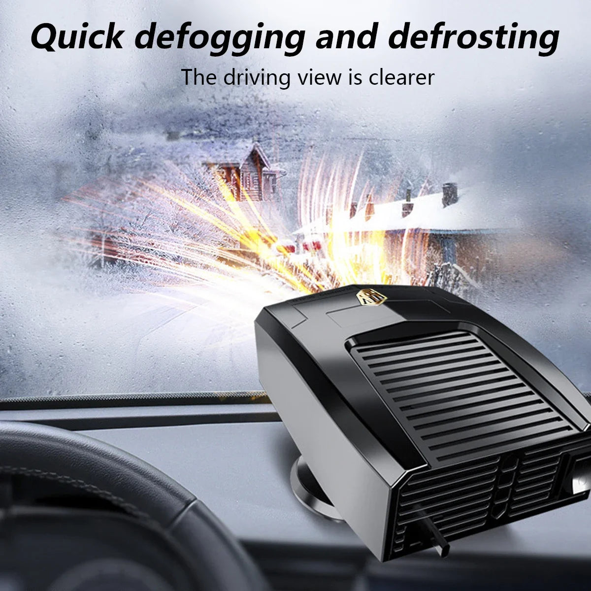 【12V Car Heater 2 in 1】Windshield Fast Heating Defrost Defogger with 360 Degree Rotation for Auto Interior Accessories