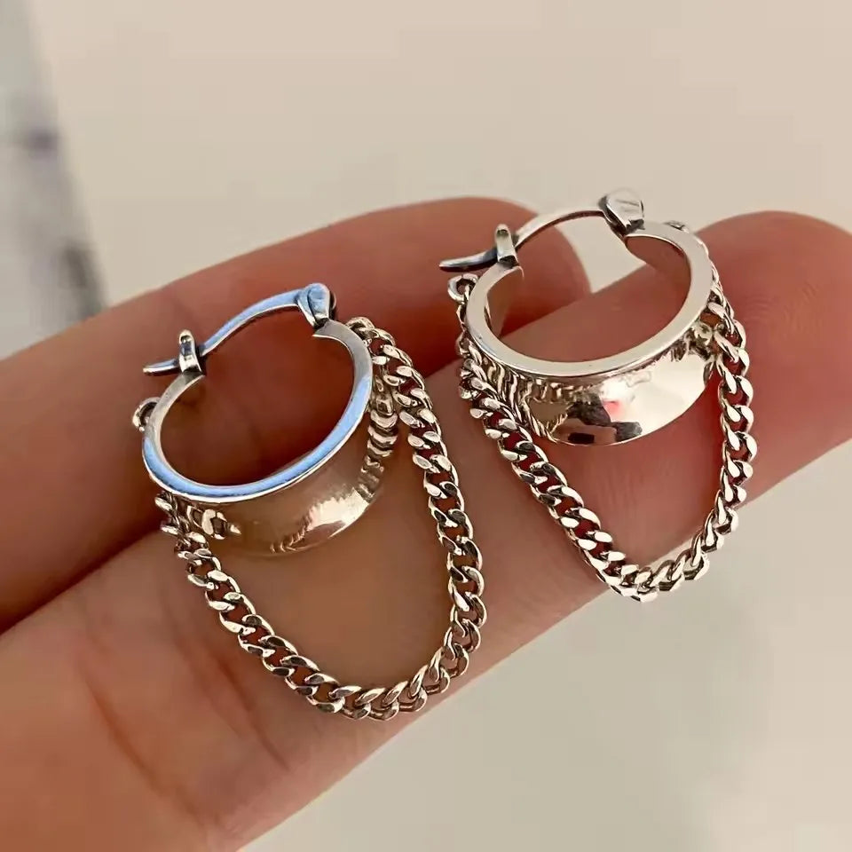 VENTFILLE 925 Sterling Silver CZ Star Moon Asymmetric Hoop Earrings for Women Girls Gold Silver Color Party Jewelry Gifts