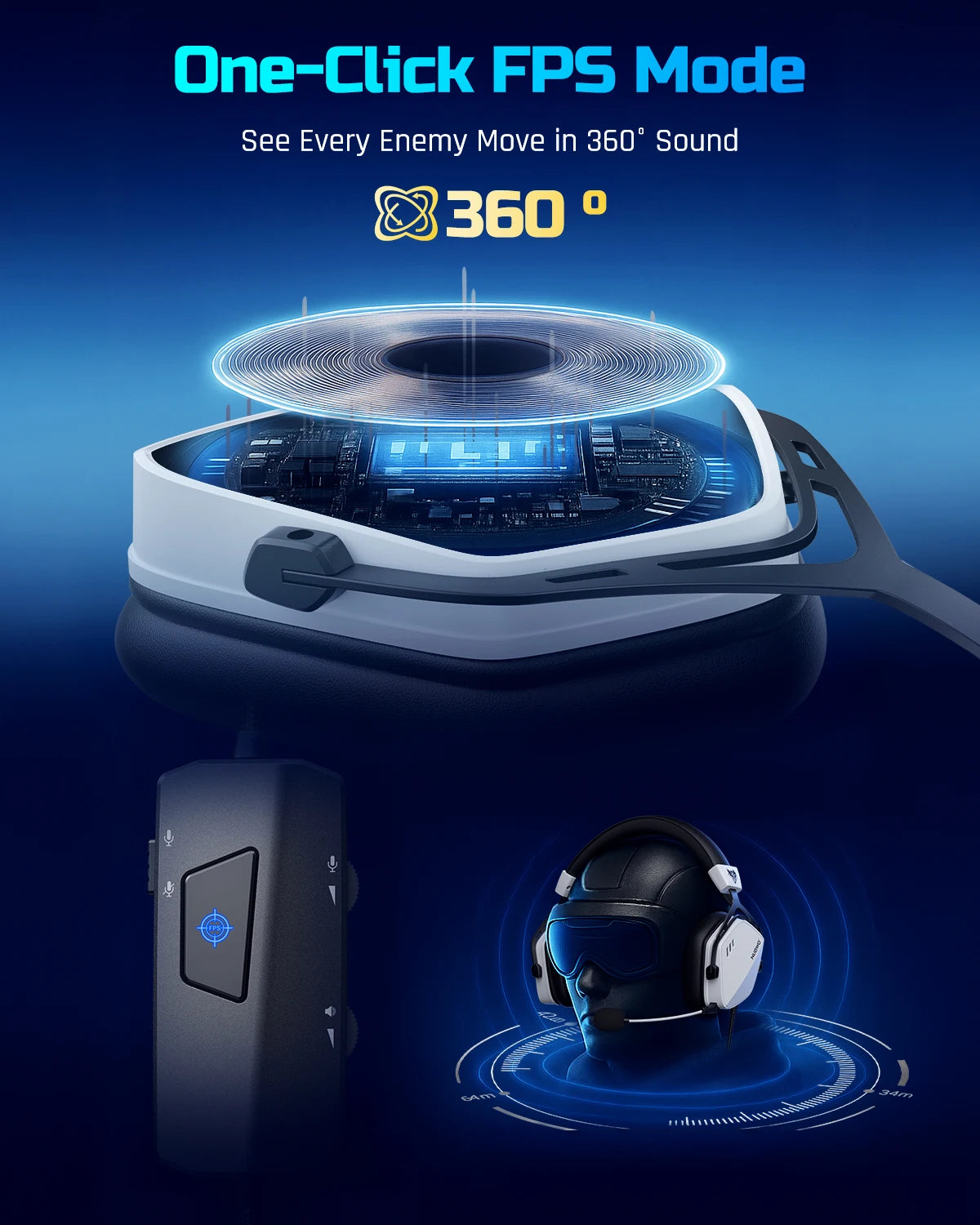 NUBWO HG03 USB-A Gaming Headset with 7.1 Surround and FPS Sound Wired Headphones with Noise Canceling Mic Comfortable Design