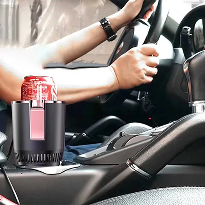2-in-1 Smart Cooling Heating Car Cup Holder Intelligent Hot and Cold Cup Holder Mini Car Refrigerator Office Cooling and Heating
