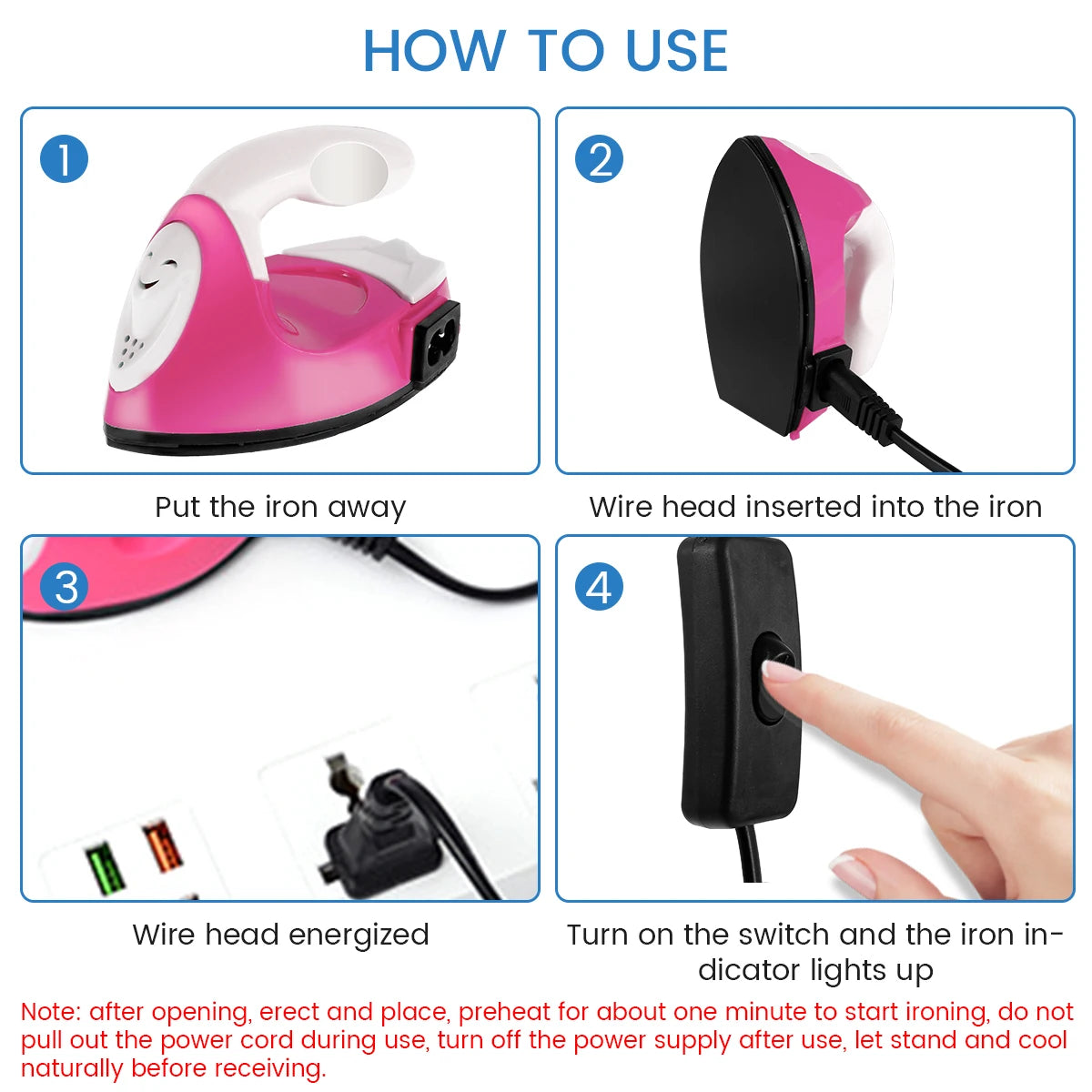 Mini Craft Iron Electric Iron Portable Handy Heat Press with Silicone Heat Insulation Pad Small Iron For Ironing Clothes Laundry