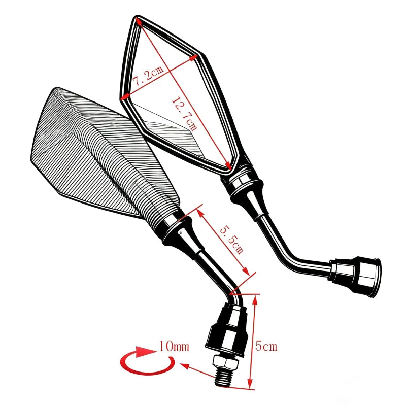 Motorcycle Mirrors Red M10 ABS Motorcycle Rearview Mirrors Scooter E-Bike ATV Dirt Bike Rear View Mirrors HD Side Mirror