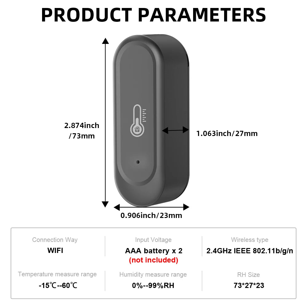 1/2PCS New WIFI Temperature and Humidity Sensor IP65 Outdoor Waterproof Tuya APP  Hygrometer Thermometer Support Alexa Google