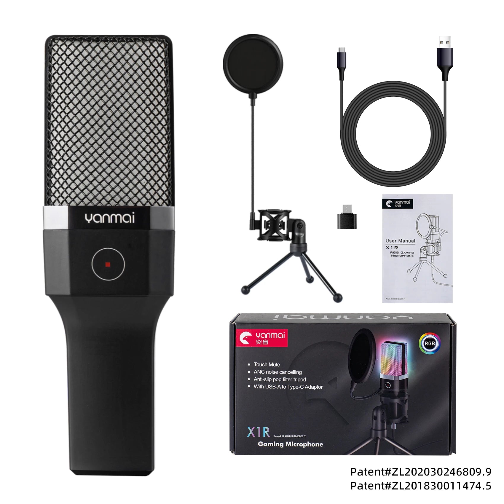 Gaming Computer Professional Condenser Microphone Mic PC Laptop USB Wired Live Streaming Podcast Studio Mike Kit Gamer Karaoke