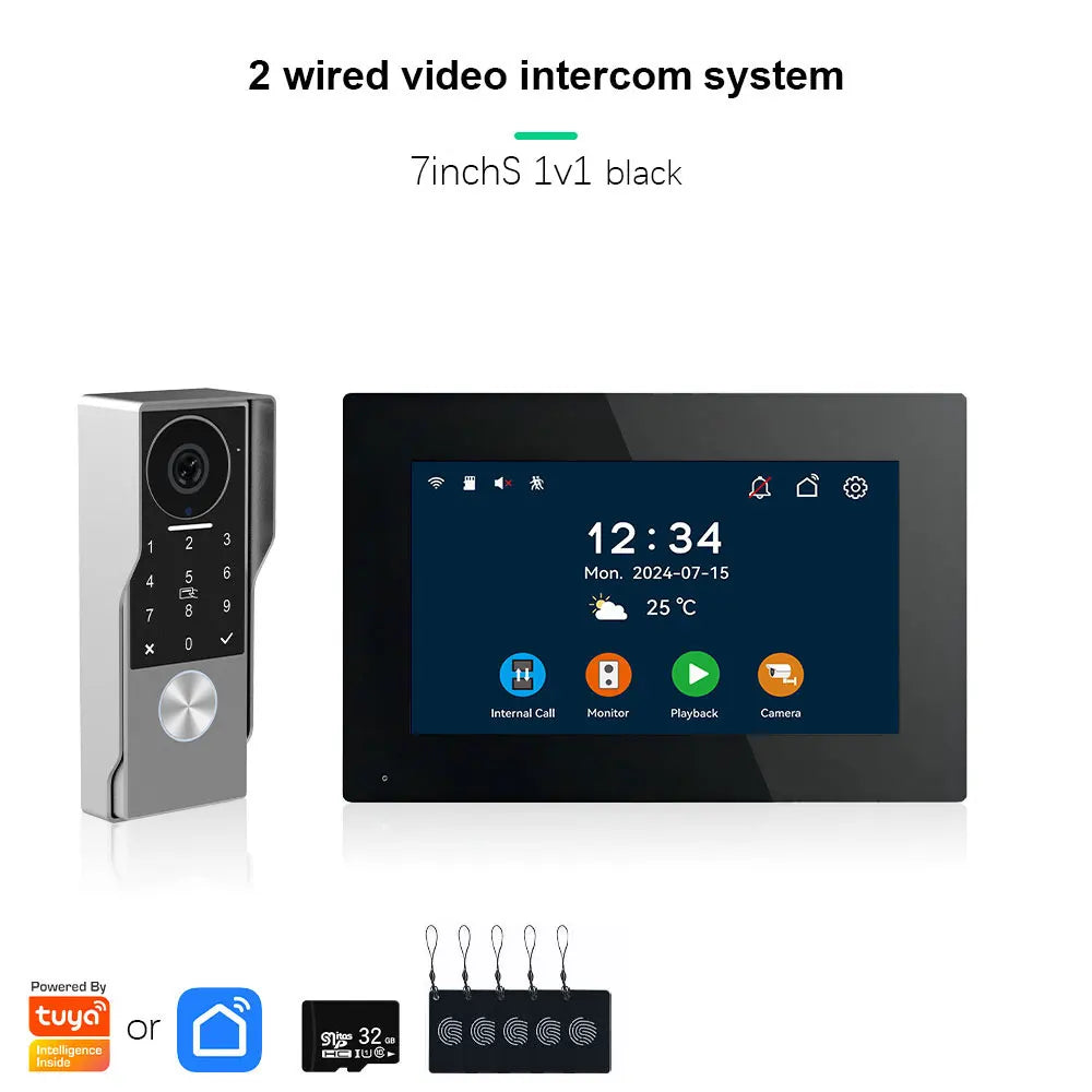 ANJIELO2Wire Digital Video Intercom System TUYA Smart 1080P Doorphone Camera Video Doorbell Support Gate DoorLockRemote Control