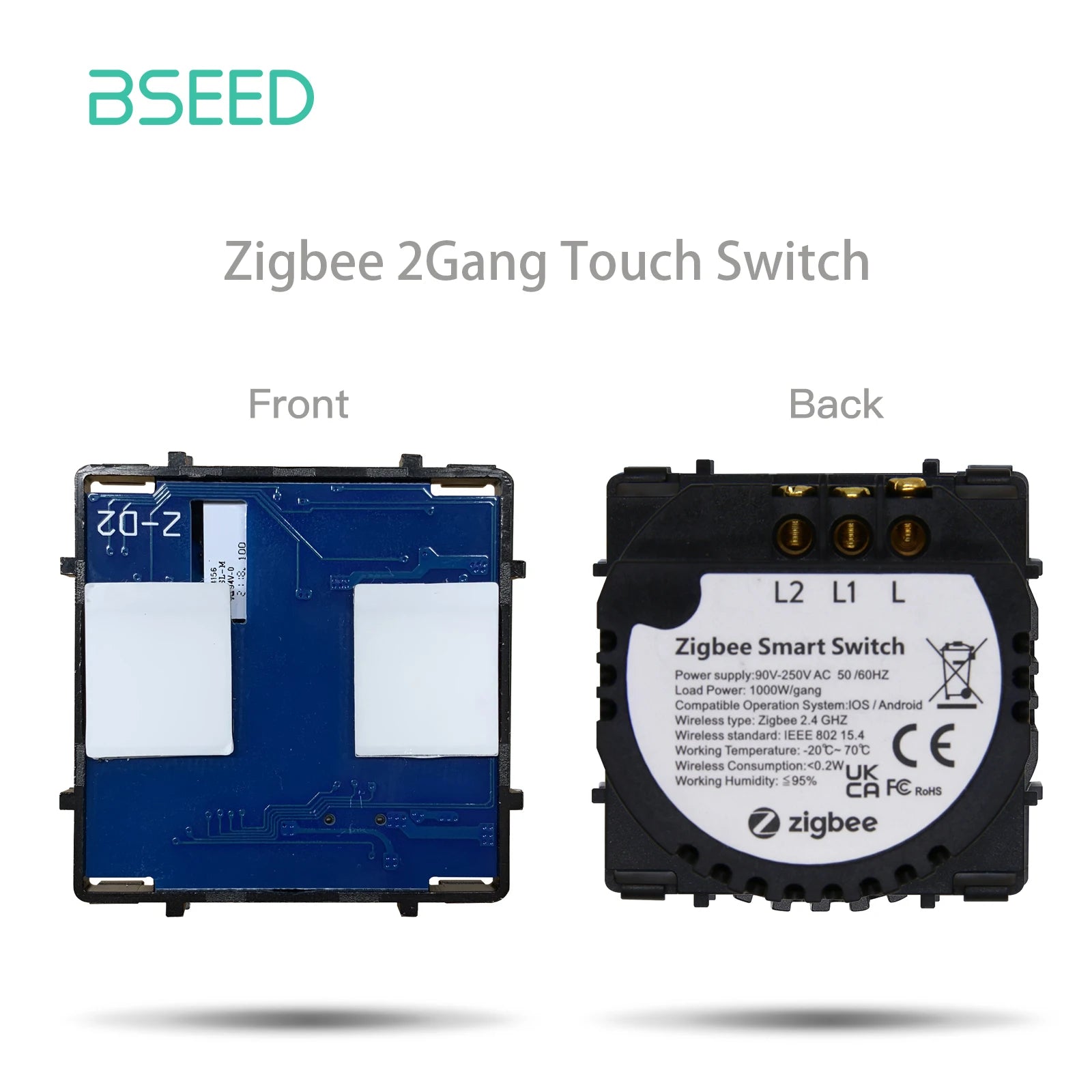 BSEED 1/2/3Gang Smart Zigbee Switches Function Part Touch Glass Front Panel EU Wall Socket Smart Plug DIY Parts Free Combination