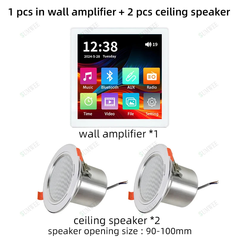 Audio power Amplifiers bluetooths touch screen Background music controller AUX FM Radio home theater systems sound control panel