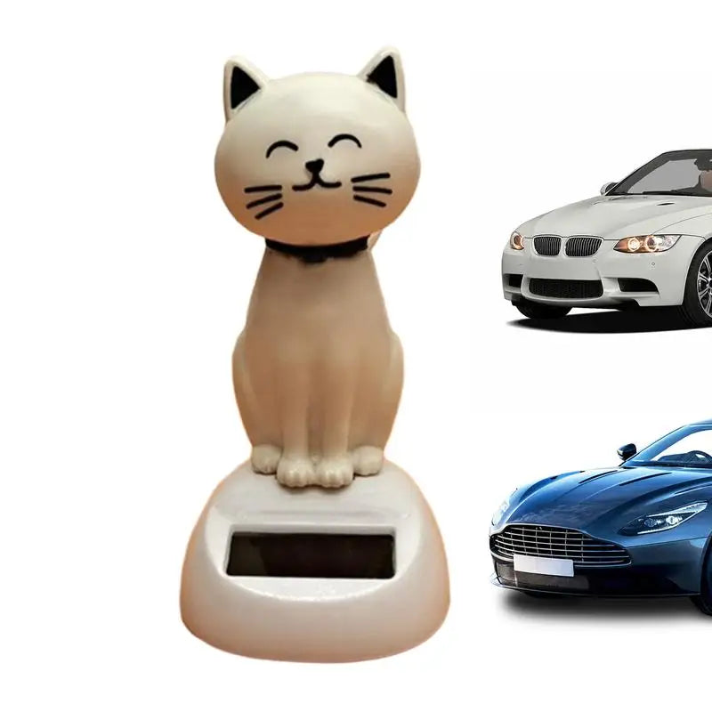 Solar Shaking Cat Car Decoration Cartoon Cat Toy Dashboard Decorations Solar Shaking Head Doll Black Cat Small Gadget Decor