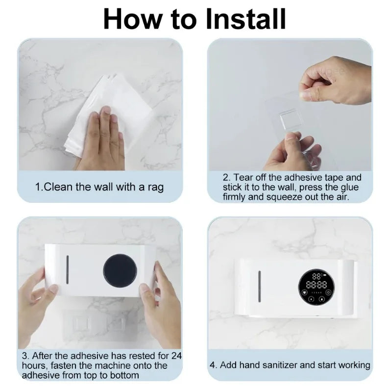 Automatic Soap Dispenser Wall-Mounted Non-Contact Sensor Soap Dispenser (With LED Screen) for Bathroom Kitchen Soap Dispenser