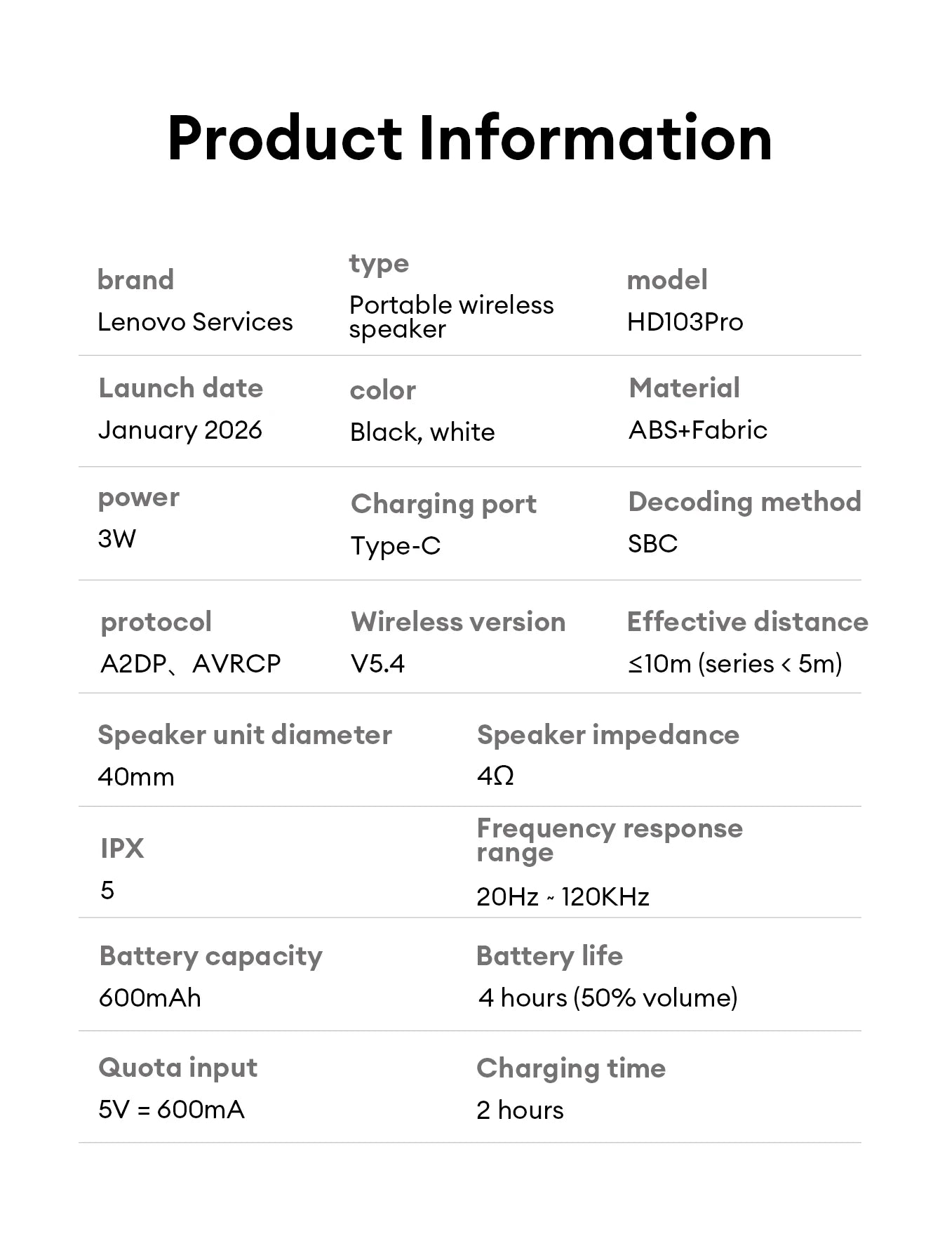 Choice Lenovo Bluetooth Speaker Magnetic Wireless Bluetooth 5.4 Player IPX5 Waterproof Mini Portable Loudspeaker Music HD103 Pro