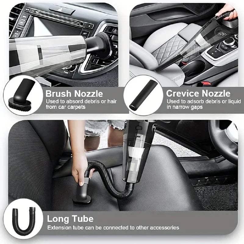 12V Rechargeable Car Vacuum - Portable Handheld Cleaner with Washable Filter for Auto Use