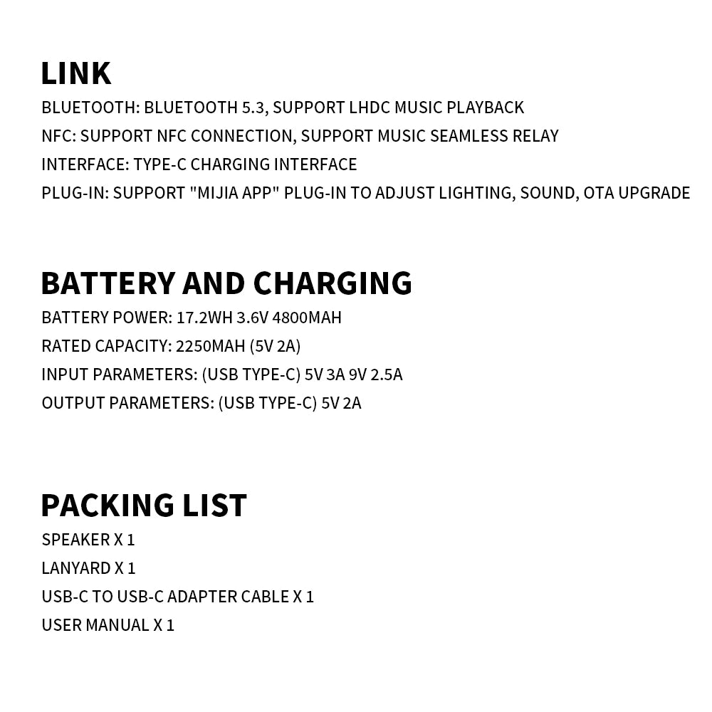 New Xiaomi Bluetooth Speaker ASM02A Bluetooth 5.3 LHDC 5.0 HyperOS IP67 93dB 40W Battery life Outdoor Portable Sound Mi Home APP