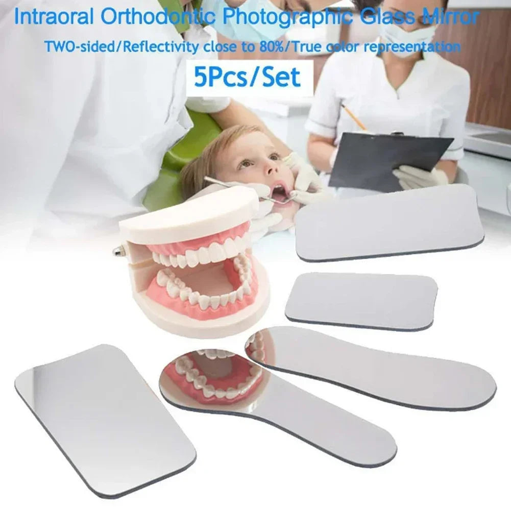5 PCS Dental Orthodontic Mirror Double-Sided Glass Photography Tools Glass Material Dentistry Reflector Intra Oral Mirror