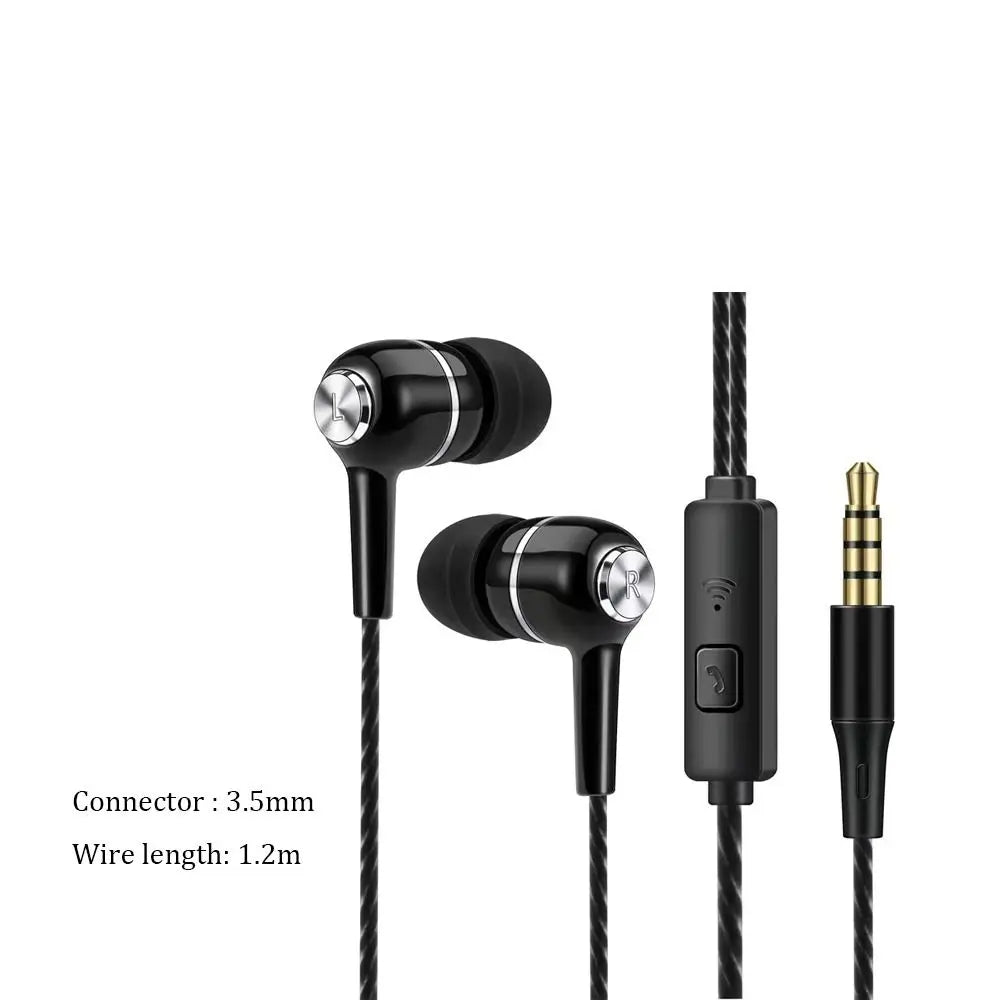 3.5mm Wired Headphones In Ear Headset Wired Earphones with Mic Bass HiFi Stereo Earbuds Sports In-line Control For Phones