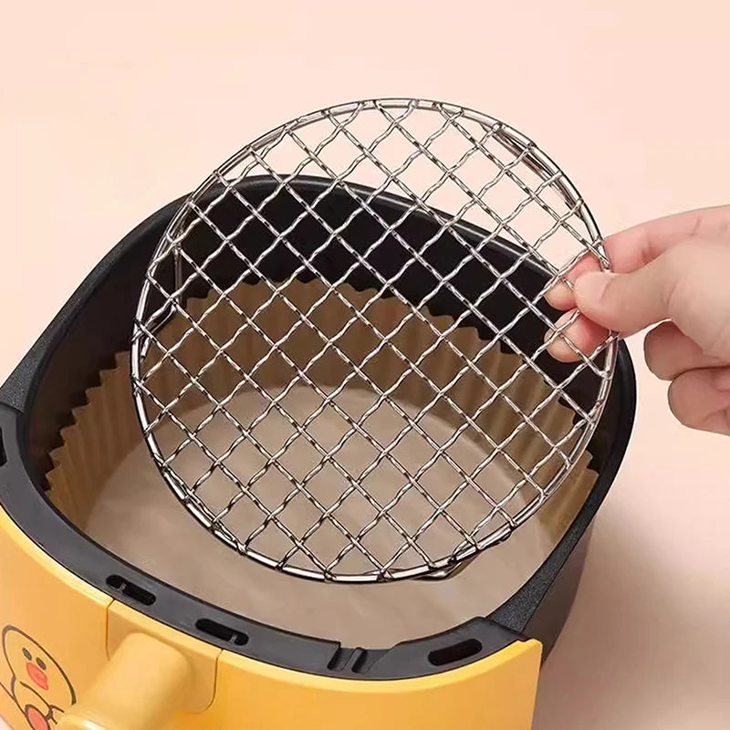 HOT! Round Air Fryer Rack With Legs Stackable Grid Grilling Rack Stainless Steel Anti-corrosion For Home Kitchen Oven Steamer