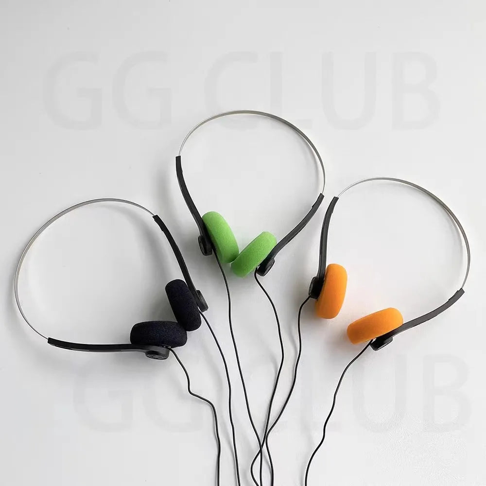 Fashion Classic Vintage-80's Headphones Sports Portable Wired Walkman ABS Adjustable Wired Small Headphones MP3