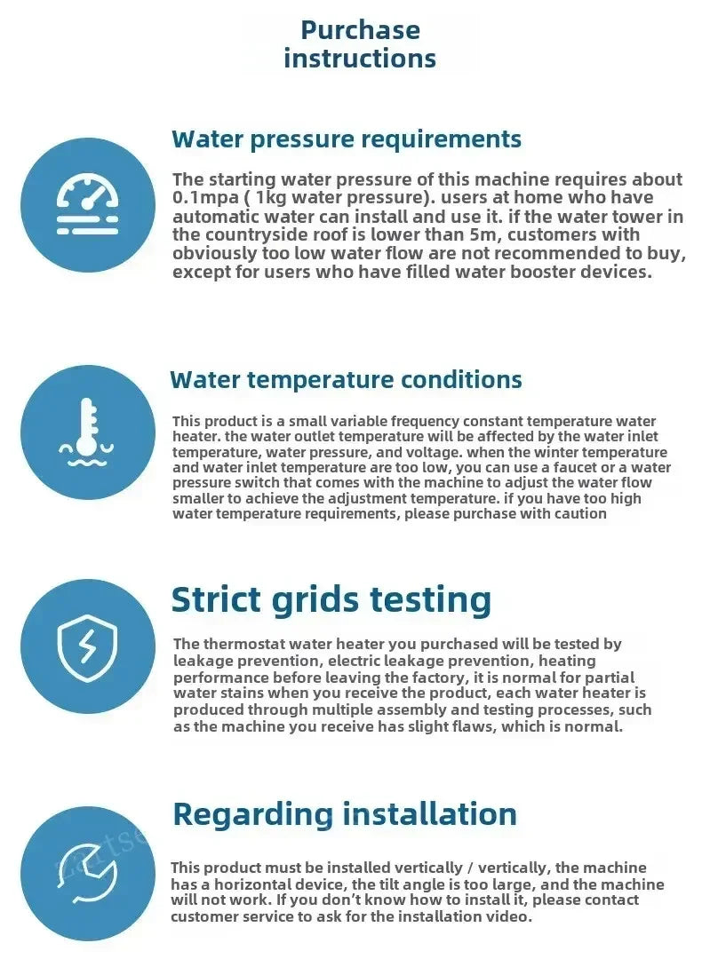 Instant Water Heater 220V 3000W-5500W Portable Electric Heaters for Bathroom Hot Water Shower and Home Kitchen Heating