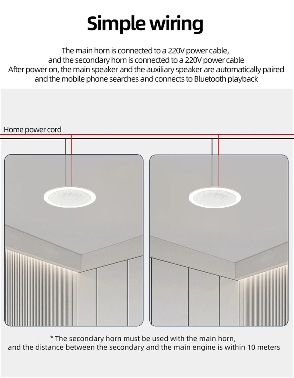 MINI Bluetooths Ceiling Speakers Stereo sound Indoor home audio Background music system For Bathroom Kitchen Living room bedroom