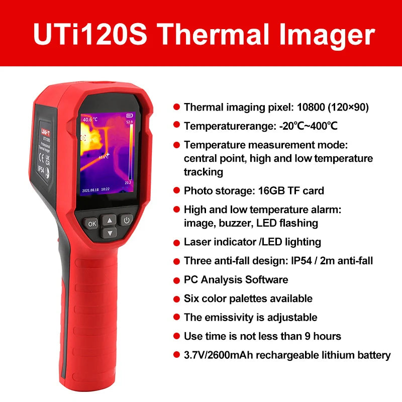 UNI-T UTI120S Thermal Imaging Camera 120x90 Pixel Construction Thermal Imager For Repair Floor Heating Tube Testing
