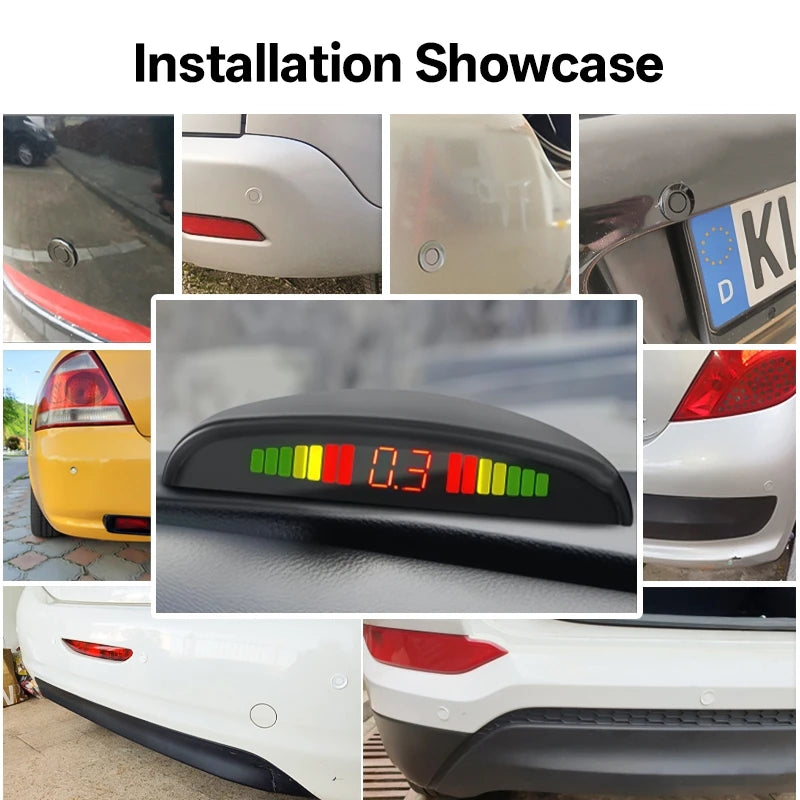 Hippcron 12V Car LED Parking Sensor Parking Kit Display Alarm With 22MM 4 Sensors Backlight Reverse Backup Radar Monitor System