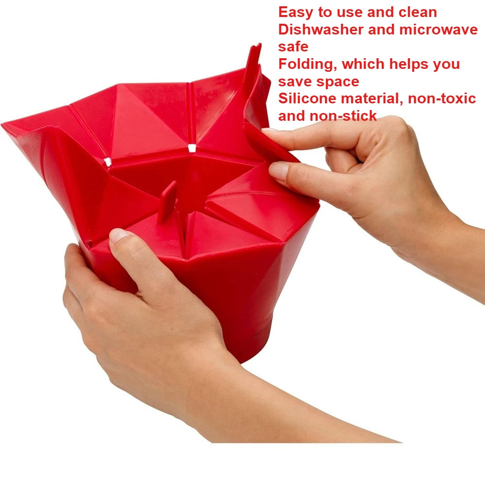 Popcorn Bow Foldable Microwave Oven Popcorn Bowl DIY Silicone Popcorn Maker Dishwasher Safe Home Kitchen Tool for Making Popcorn