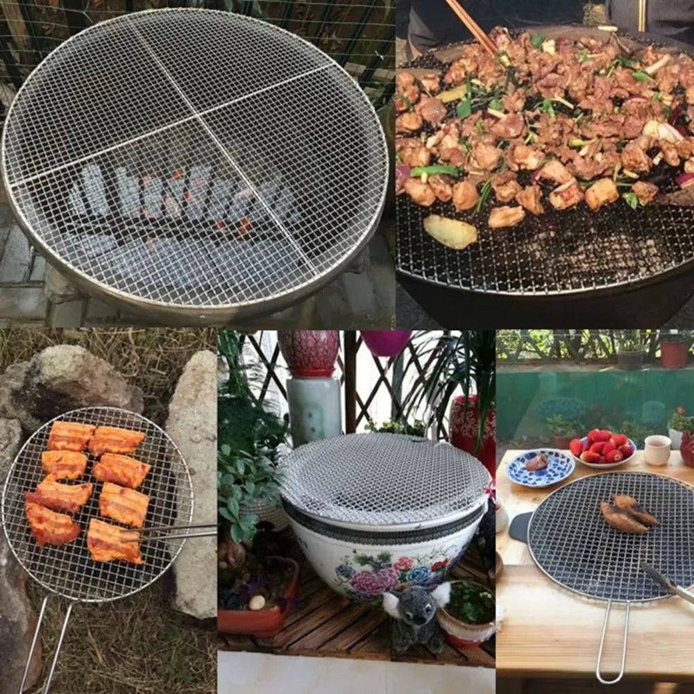 Round Air Fryer Rack Stackable Stainless Steel Grid Grill BBQ Net with Foot Cooling Rack Steam Baking Rack For Home Kitchen