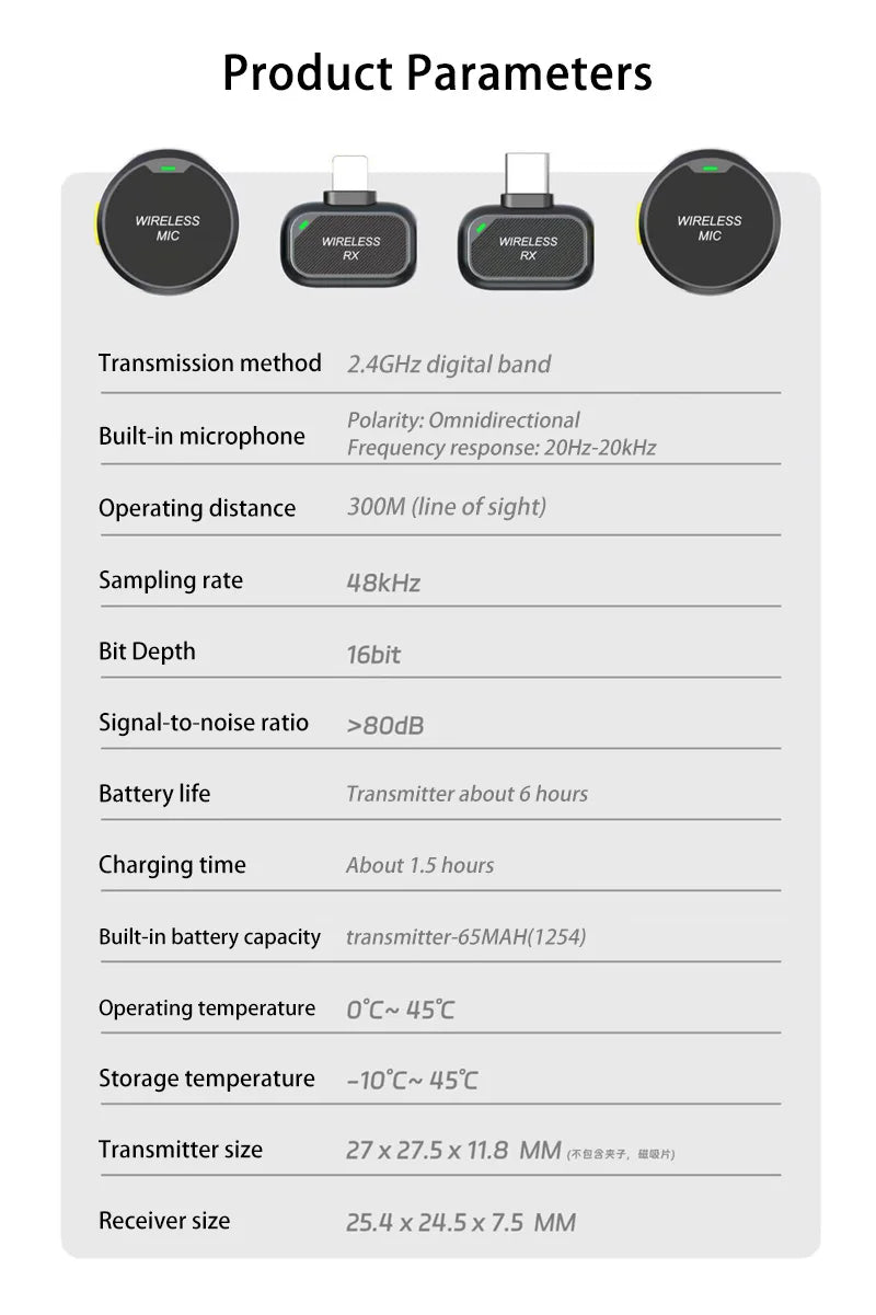 Wireless Lavalier Microphone Outdoor Live Recording Interview Vlog Magnetic Noise Reduction Portable For iPhone Android
