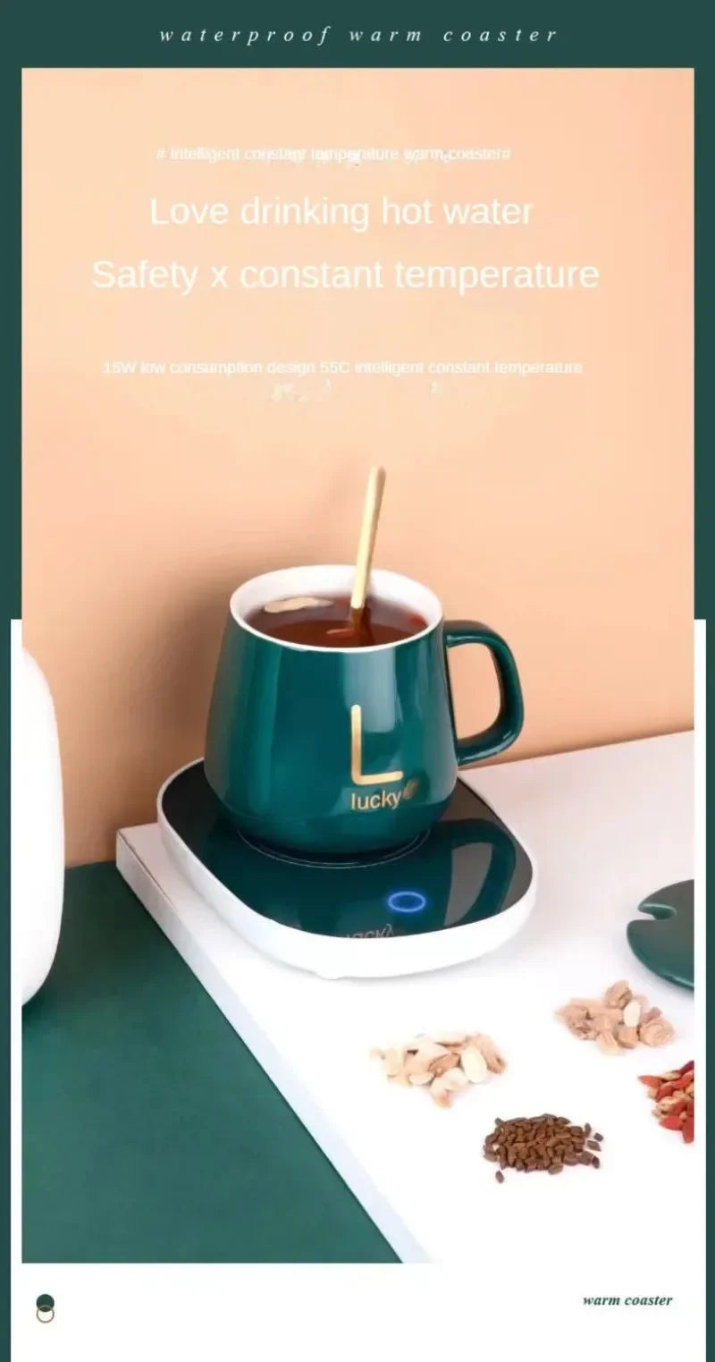 Electric Smart Thermostatic Coaster Suitable for Home and Office Suitable for Hot Coffee Tea Milk Water Portable and Waterproof