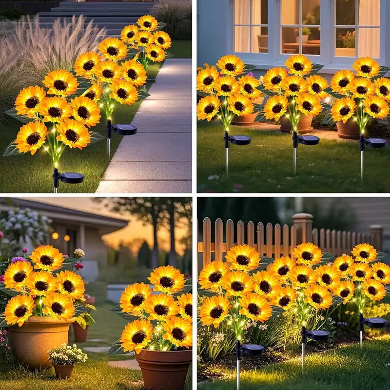 Solar Lawn Stake Lights Outdoor Waterproof Sunflower Fairy Lights Gift for Women Mom Grandma Light for Yard Patio Lawn Pathway