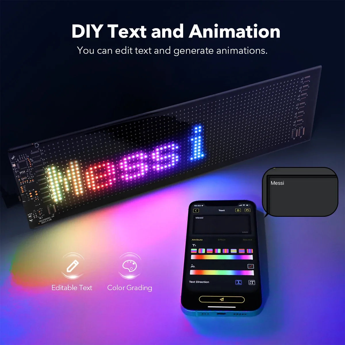 NEW Style Smart Matrix Pixel LED Display Panel Flexible Advertising Sign Screen With Bluetooth APP Control Customize Animation