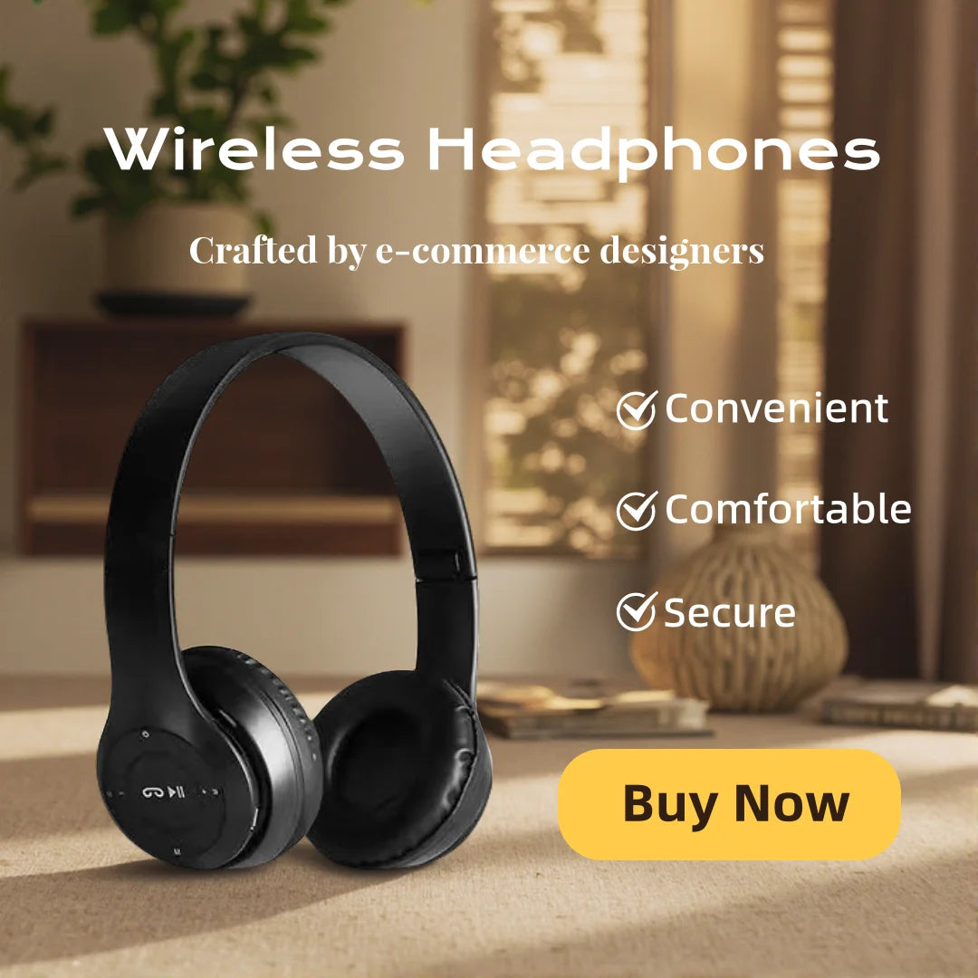 Bluetooth 5.3 Wireless Over-Ear Headphones – HiFi Stereo Sound