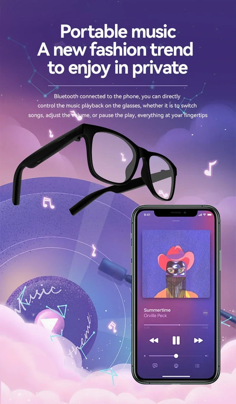 Lenovo AI Smart Glasses Remote Control Touch Photography Voice Assistant Wireless Bluetooth Call Headphone For Men Women Gifts