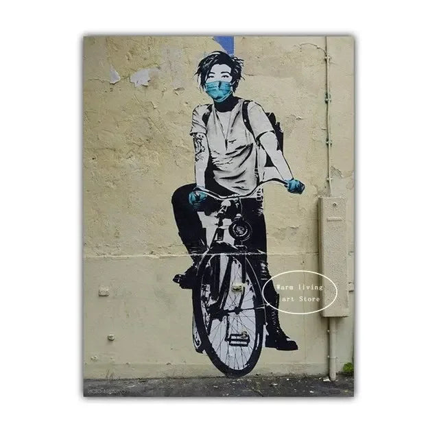 Classic Retro Wall Art Banksy Street Graffiti HD Canvas Print Poster Home Living Room Bedroom Decorative Painting