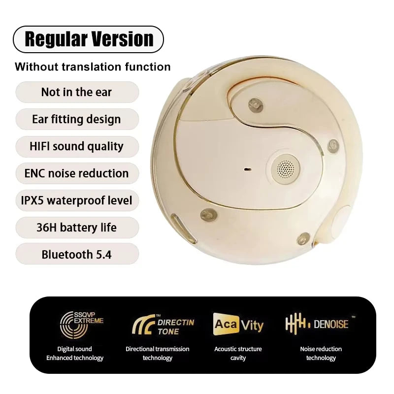 Lenovo AI Translation Headphones Real-Time Voice Translation Headphones Wireless Ear-Hook Style 144 Languages For Travel Sports