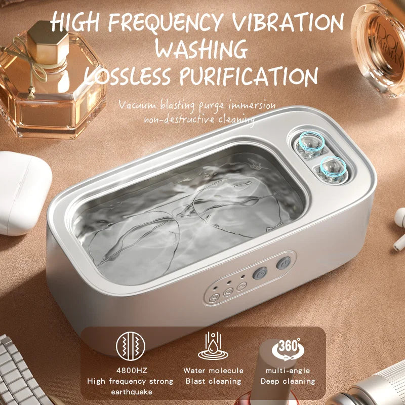 High Frequency Ultrasonic Cleaning Machine Adjustable Double Bin Vibration Full Cleaning for Jewelry Household Use