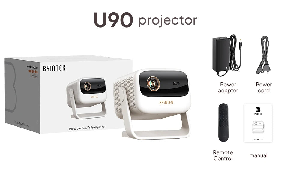 BYINTEK U90 Projector 4K Full HD1080P Cinema Android 11.0 WiFi Mini Portable 1080P Home Theater Video DLP Projector with Battery