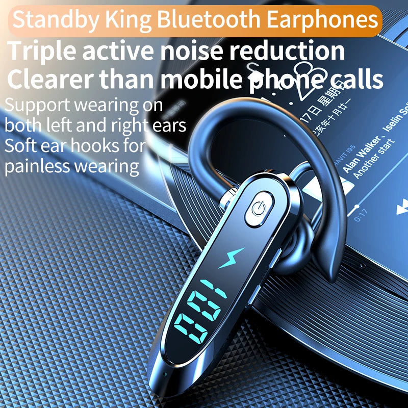 Bluetooth 6.0 Earphone HiFi Stereo Music Earbuds 270° Rotation Ear Hook Headphone LED Display Waterproof Noise Reduction Headset