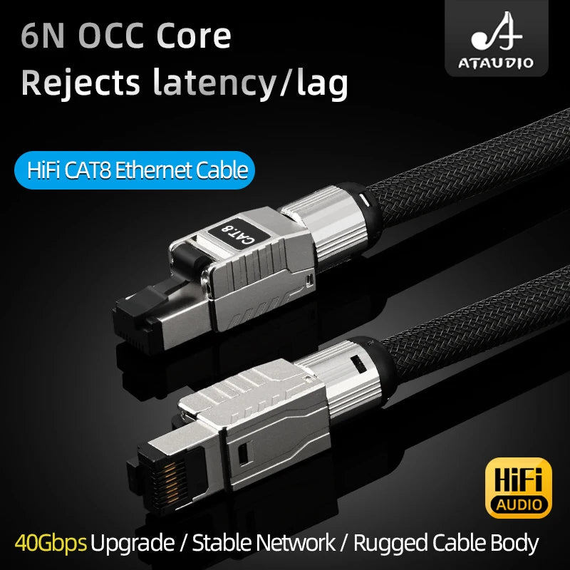 Hi-end HiFi Ethernet Cable for Laptop Router Computer Cat.8 Internet Cord 40Gbps 2000MHz Internet Gaming-grade Network Cable
