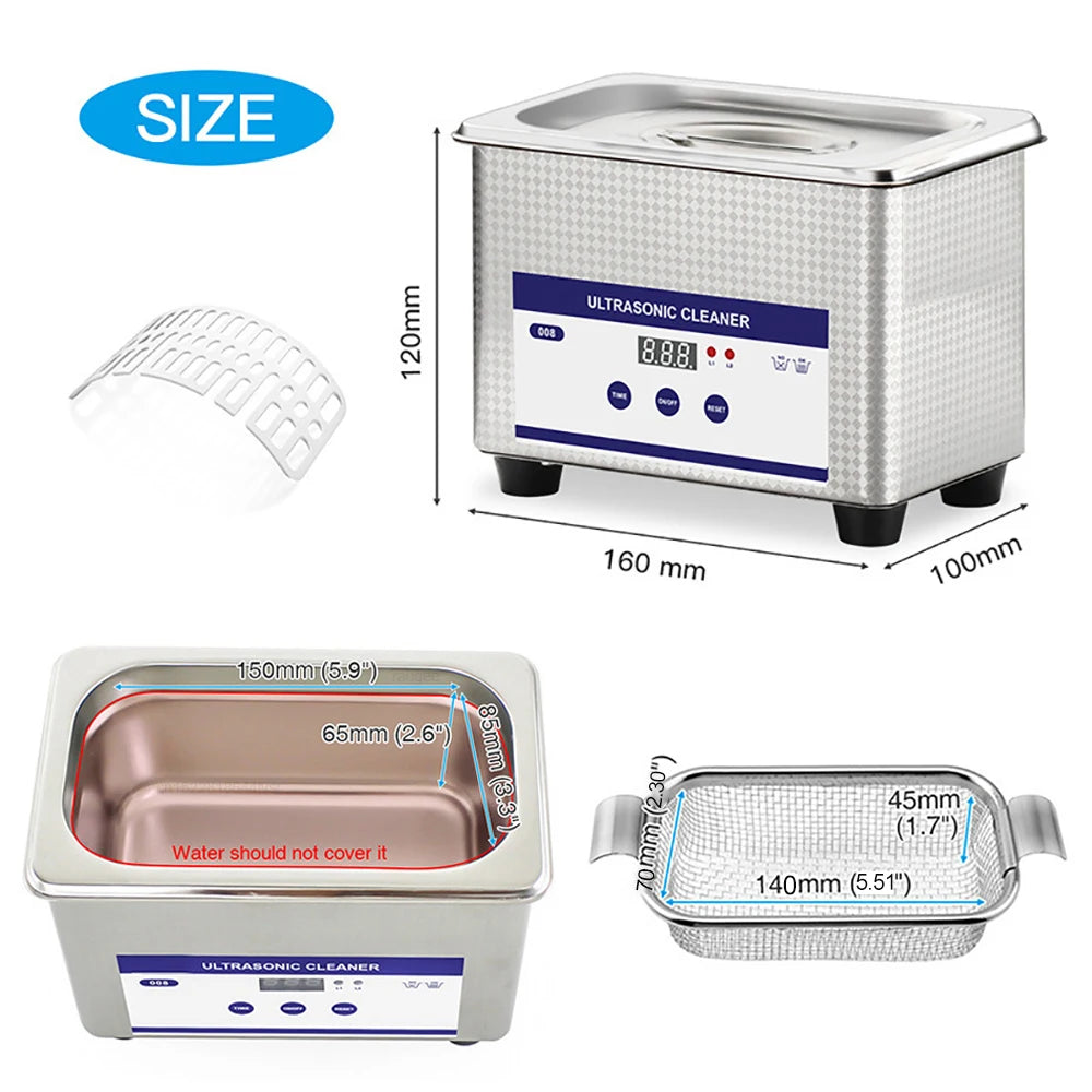 Ultrasonic Cleaner Ultrasound Jewelry Glasses Cleaning Machine 40kHZ High Frequency Ultrasonic Washing Bath for Glasses Jewelry