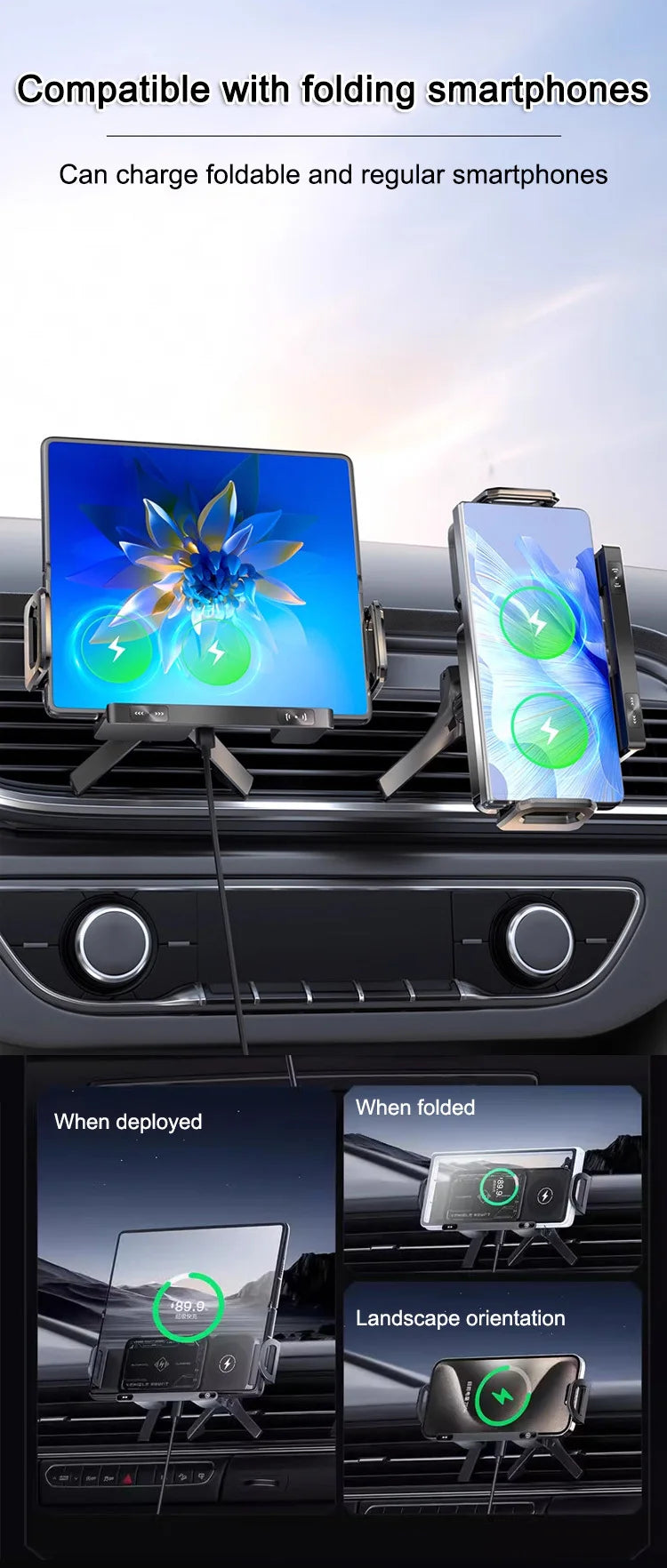 Intelligent Mobile Phone/Pad Holder Magnetic Phone Holder for Car Auto Rotating Phone Holder Wireless Car Charger