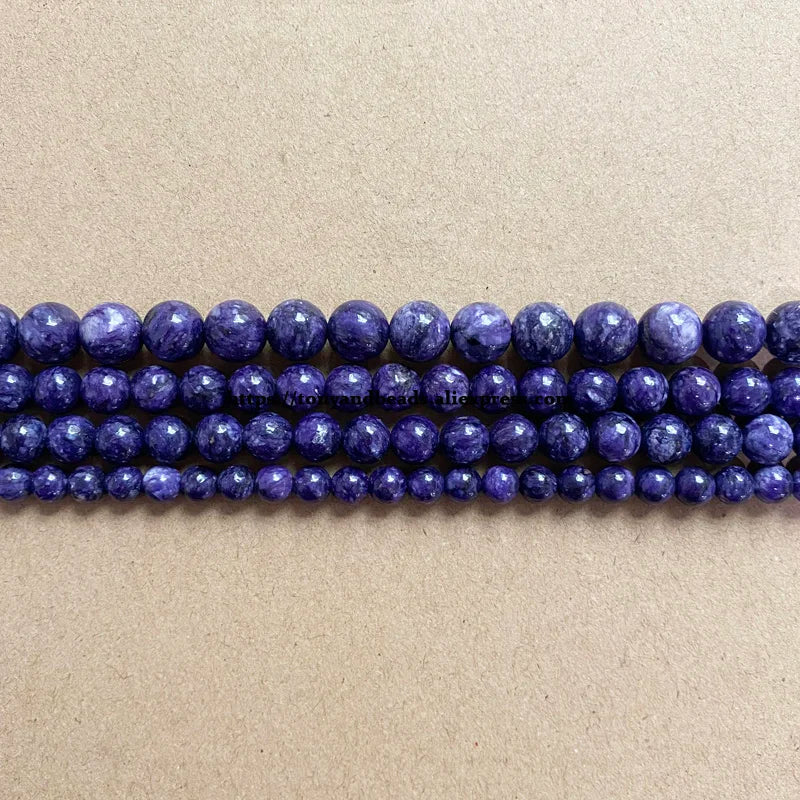 Genuine Semi-precious Natural Purple Russia Charoite Stone Round Loose Beads 6 8 10mm For Jewelry Making DIY