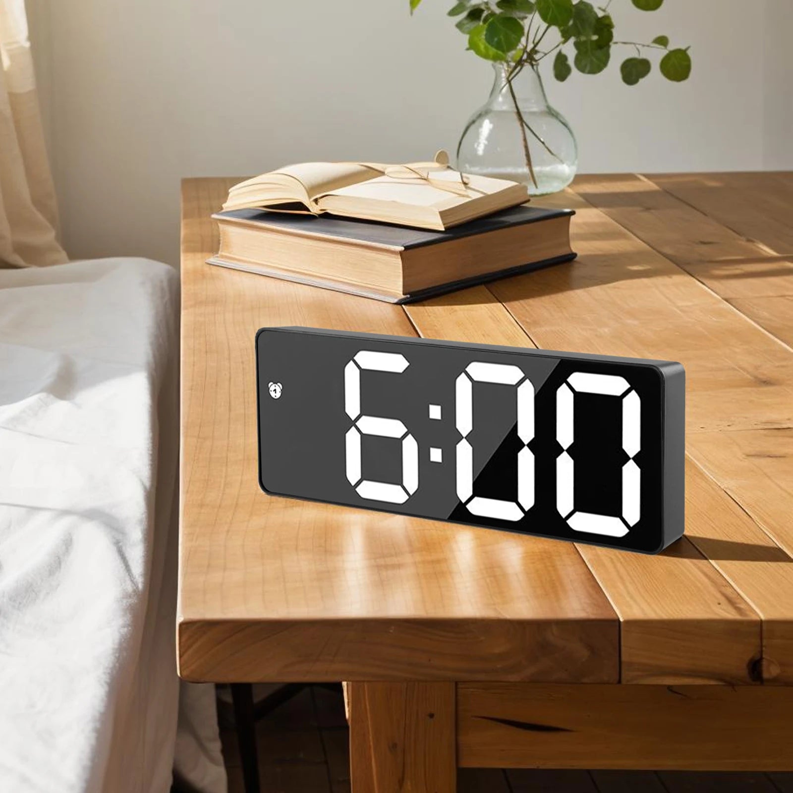 Electronic Clock with Bright Large Display and Voice Control Designed for Time Alarm Calendar and Temperature Monitoring