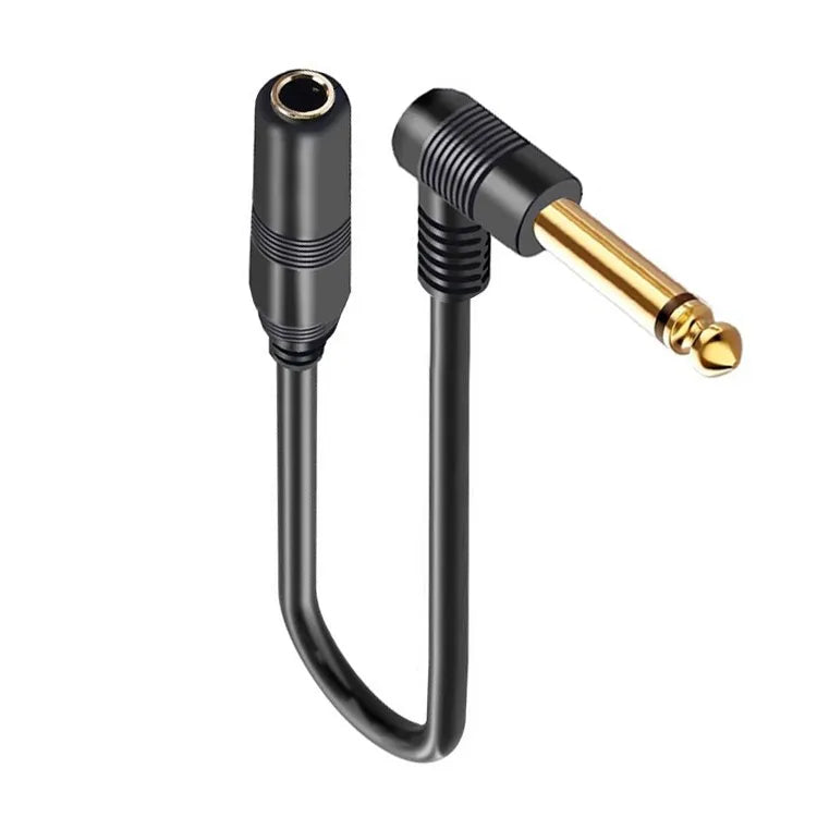 Dual channel Guitar Extension Cord Mono 6.35 TRS Male to 6.35mm Elbow 6.5 TRS Female Audio Cable 0.1m for Amplifiers Pianos Home